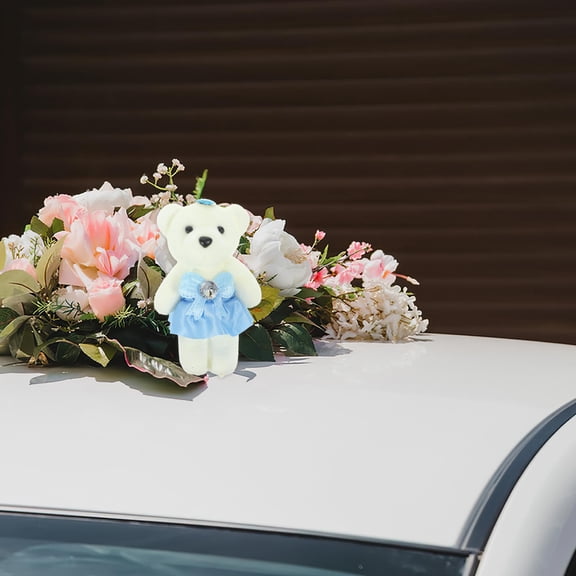 AURARMLET 10Pcs Sky Blue Plush Bear Dolls with Fine Workmanship for Wedding Car and Sofa Display