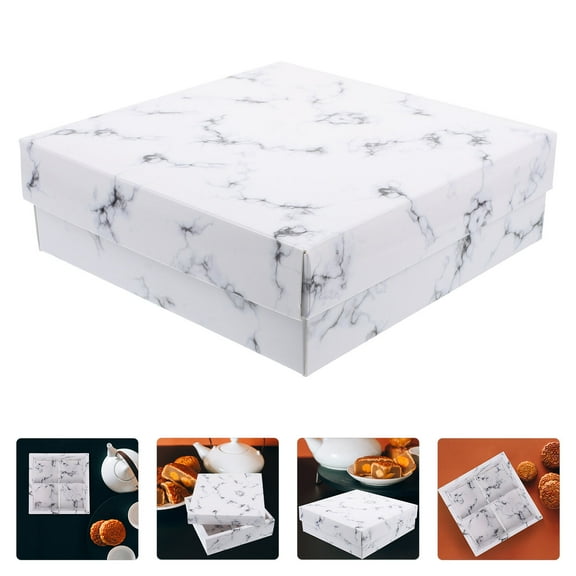 AURARMLET 10Pcs White Paper Cake Boxes Sophisticated Storage Solution For Moon Cake Packaging Mid-Autumn Festival