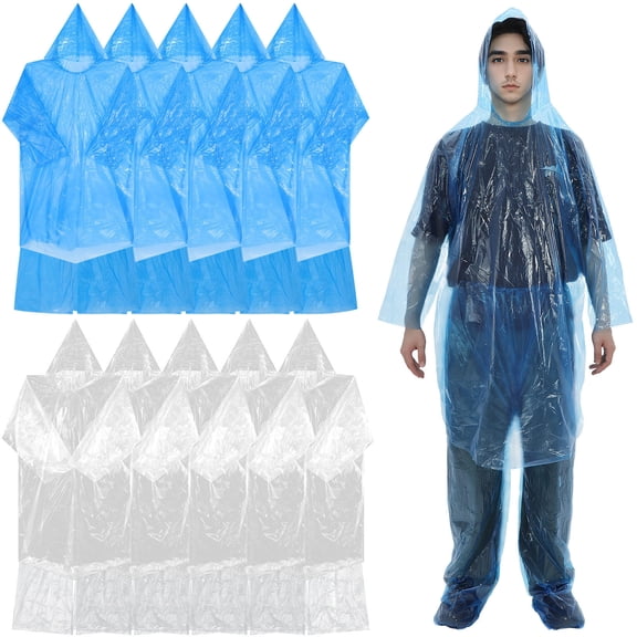 AURARMLET 10 Sets Transparent Rain Ponchos with Hood, Full Coverage Lightweight Rain Suits for Outdoor Use