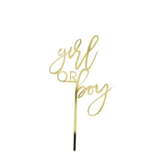 AURARMLET Gender Reveal Decoration Golden Plastic Creative Design for Cake