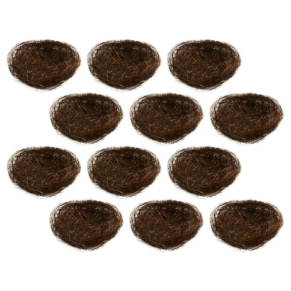 AURARMLET 12Pcs Brown Bird Nest Decor Simulation Nest Shape Props for Garden Home Photography and Craft Projects