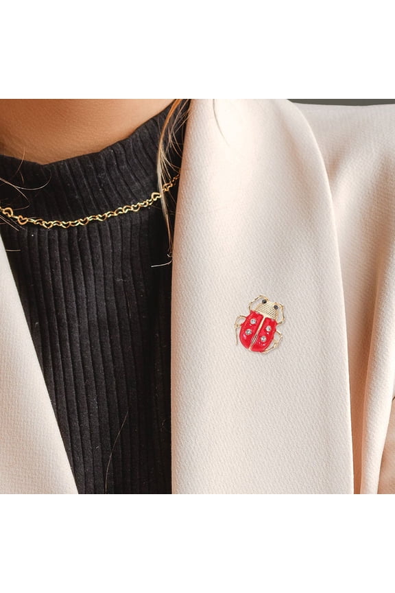 12Pcs Decorative Red Ladybug Brooch Pins Alloy Insect Pin for Dress Coat and Scarf Style