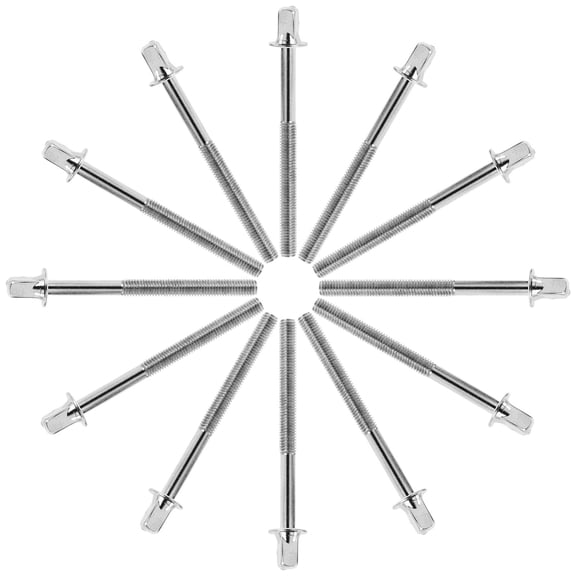 AURARMLET 12Pcs Drum Kit Fasteners Stainless Steel Drum Lugs Parts Silver for Performances