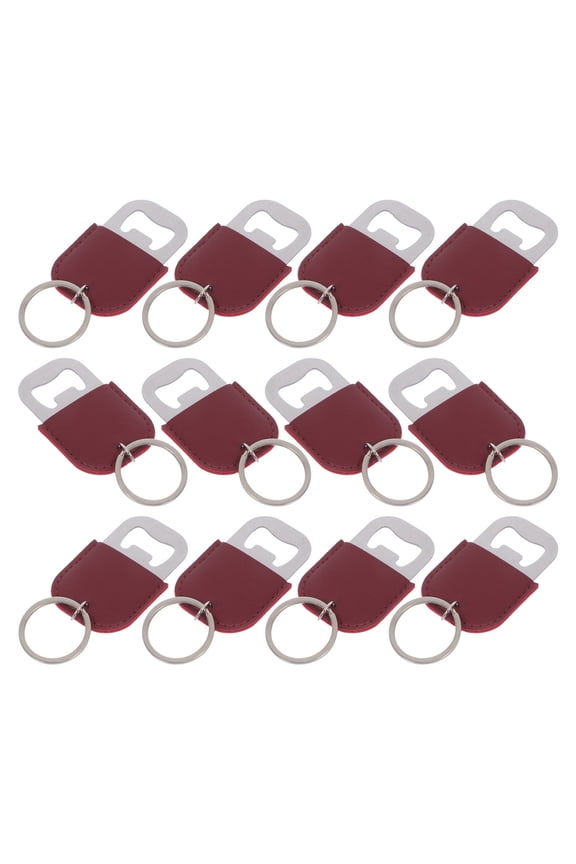 12-Pack Stainless Steel Beer Bottle Openers with PU Handle Keychain Set