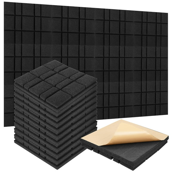 AURARMLET Sound Absorption Board Soundproof Panels Black 12 Pcs 11.79x11.79x1.97 In