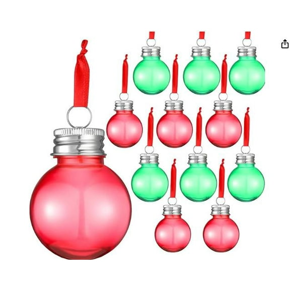 AURARMLET Plastic Wishing Bottle 12Pcs Silver Fillable Hanging Decor for Christmas Tree and Indoor Use