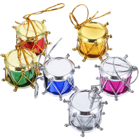 AURARMLET Christmas Tree Drum Ornaments Assorted Colors Glitter Decorations 12Pcs