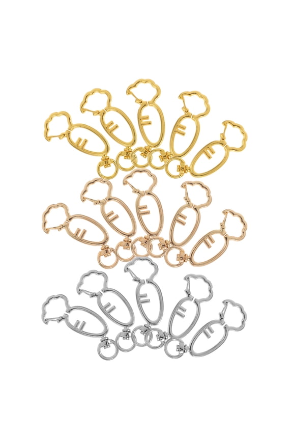 15Pcs Carrot Shaped Keychain Clips Assorted Colors DIY Accessories for Purse Bracelets and Necklace Crafting