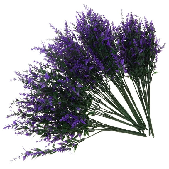 AURARMLET Fake Lavender Bunch with Green Grass for Festival Decor 15Pcs