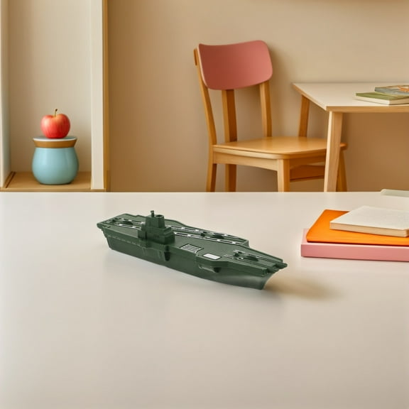 AURARMLET 15Pcs Olive Green Aircraft Carrier Model with Realistic Details for Naval Decor and Desktop Display