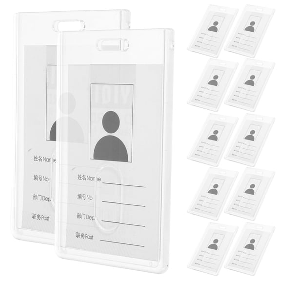 AURARMLET 15Pcs Transparent Plastic Name Tag Sleeves with Prepunched Hole for Work and Office Use