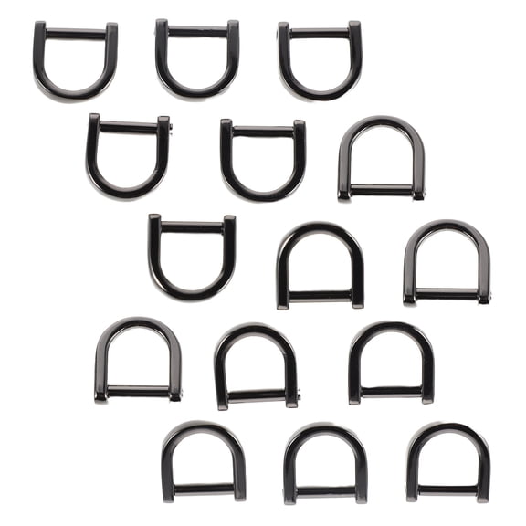 AURARMLET 15Pcs Sturdy Alloy D Ring Buckles for Bag Making Black Metal Hardware Accessories