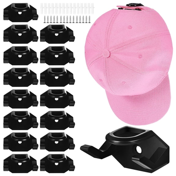 AURARMLET 16 Pcs Cap Organizer Hanger Plastic Black Minimalist Design for Outdoor Use