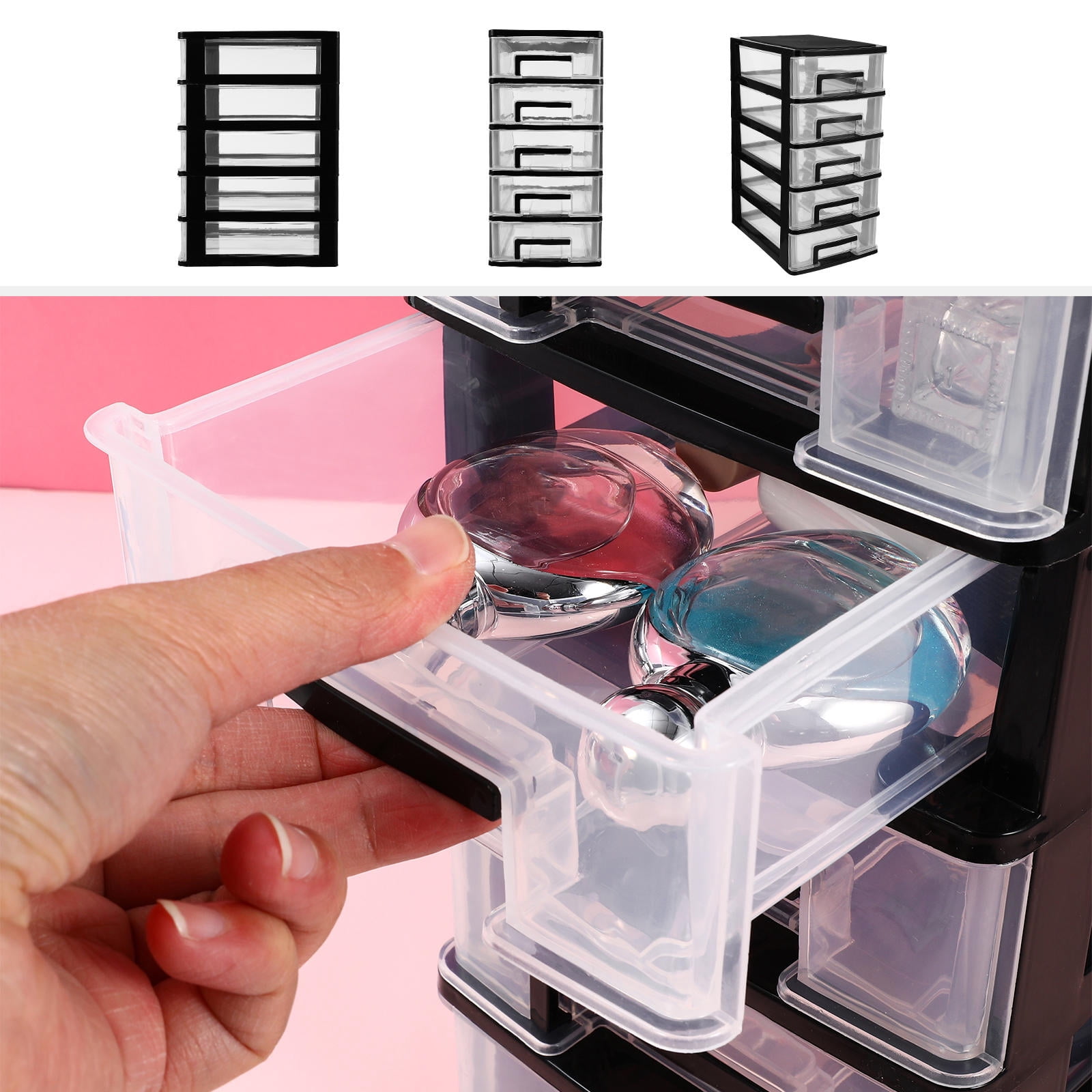 AURARMLET Transparent Desk Drawer Organizer Set for Home Office Storage and Desk Accessories