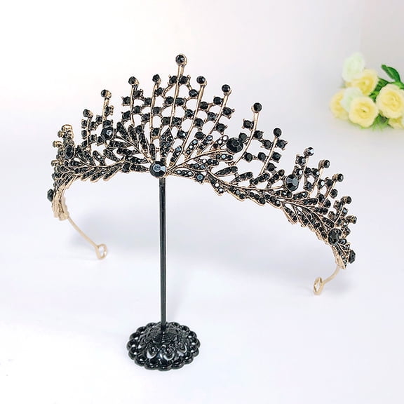 AURARMLET Party Tiara Headpiece Tiara Crown Black Alloy 1Pack