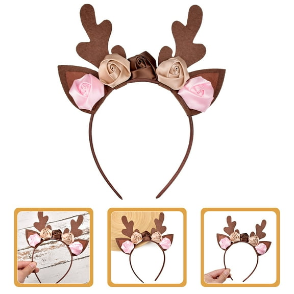 AURARMLET 1Pc Brown Elk Hairband Comfortable Reindeer Antler Headdress for Party Decoration