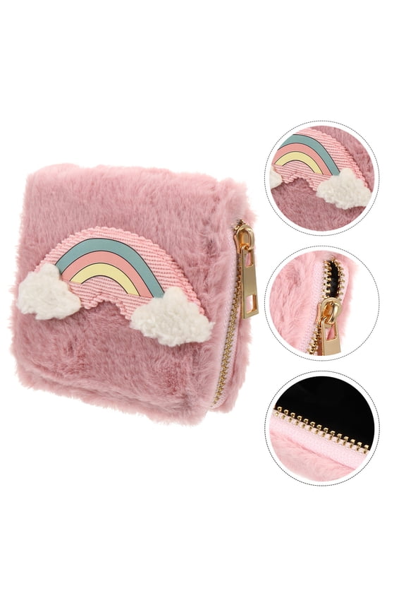 1Pack Pink Polyester Purse with Cash Holding Function for Women