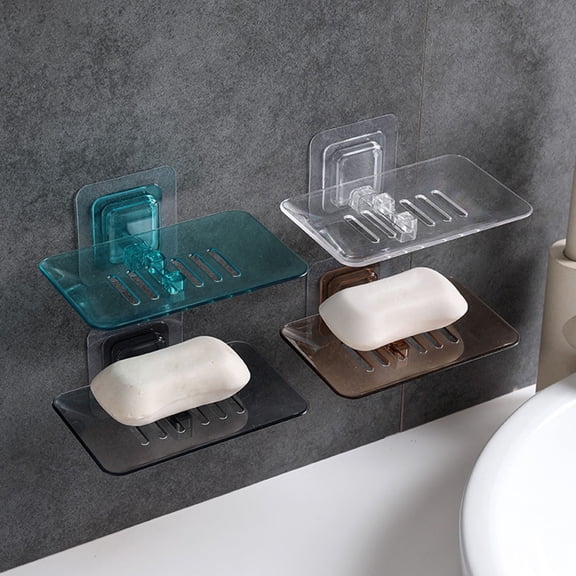 AURARMLET 1Pack Sticky Rectangular Soap Dish Holder for Sink and Shower Sponge Storage