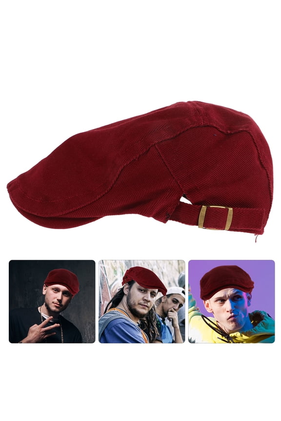 1Pack Vintage Beret Hat Red Denim Adjustable Fit for Women Casual Wear