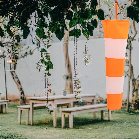 AURARMLET Outdoor Windsock Orange Reflective Design Weather-Resistant Garden Yard Decoration 1 Pack