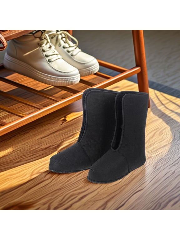 1 Pair Black Warm Boot Liners for Men, Soft Insulated Winter Shoe Inserts for Comfortable Cold Weather