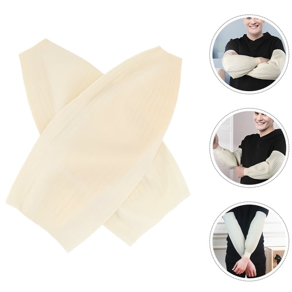 AURARMLET 1Pair White Soft Latex Housework Sleeves for Arms with Water and Oil Resistance