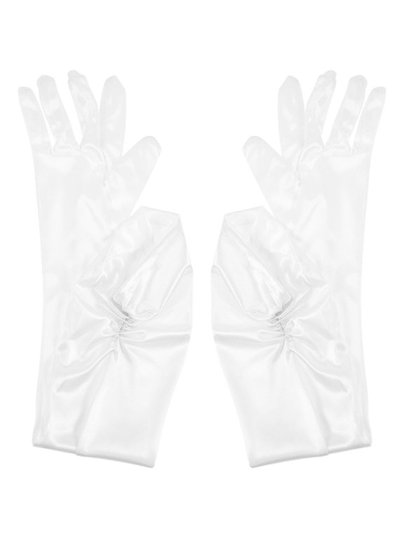 1Pair White Mesh Wedding Gloves Comfortable Decorative Gloves for Evening Events