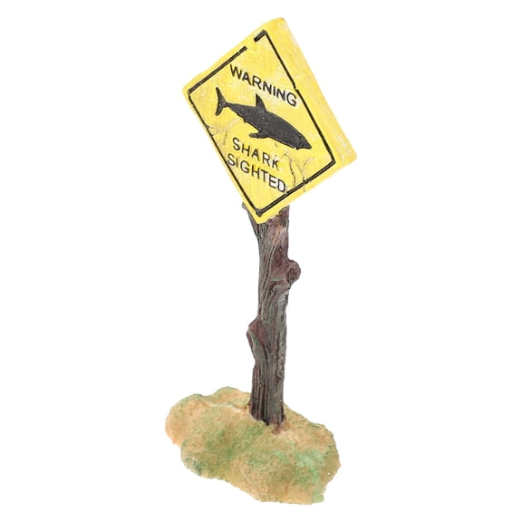AURARMLET 1Pc Aquarium Decoration Resin Shark Warning Sign Yellow Frame for Fish Tank