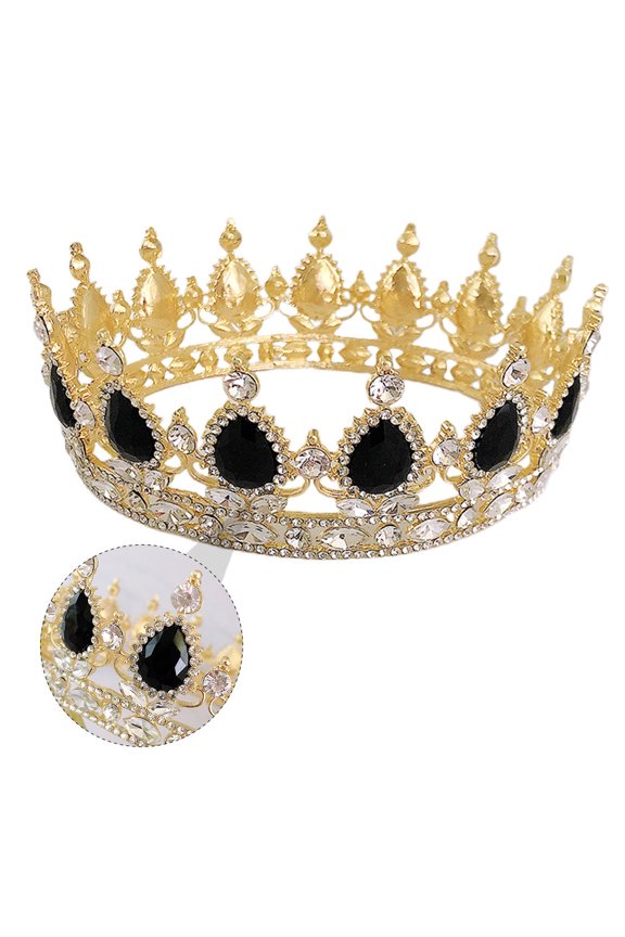 1Pc Black Rhinestone Crystal Crown Graceful Hair Adornment Comfortable Lightweight for Parties