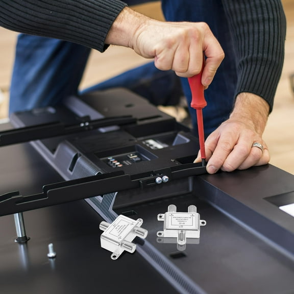 AURARMLET Analog Signal Splitter Cable Splitter Silver Aluminum Alloy 1Set