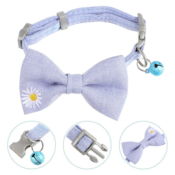 AURARMLET Pet Collar with Bell, Blue Polyester, Sweet and Lovely for Cats 1Pc