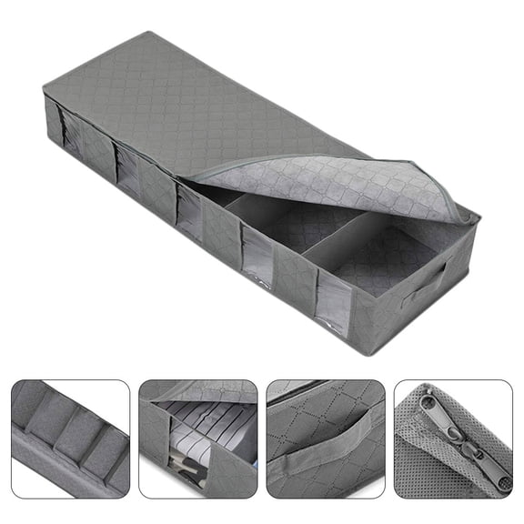 AURARMLET Under Bed Storage Box with Divider, 15 Pro Titanium Organizer for Womens Bedroom and Closet
