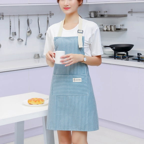 AURARMLET 1Pcs Cooking Apron Oilproof Dust Protection Blue Cotton Linen for Chef
