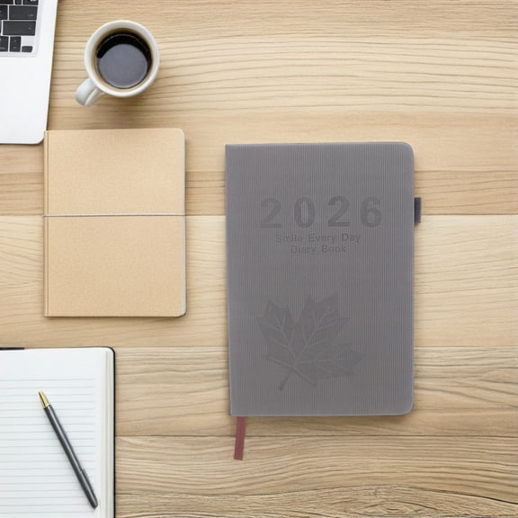 AURARMLET Grey PU Daily Agenda Planner Notebook for Scheduling, Journaling, Writing and Organizing Tasks
