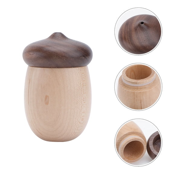 AURARMLET 1Pcs Decorative Wooden Acorn Shaped Toothpick Holder Dispenser Container for Living Room 8x5cm