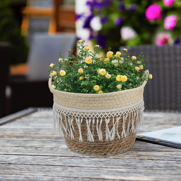 Hand Woven Plant Basket with Liner - Versatile Wicker Planter for Indoor and Outdoor Use, Perfect for Olive Trees and Other Plants
