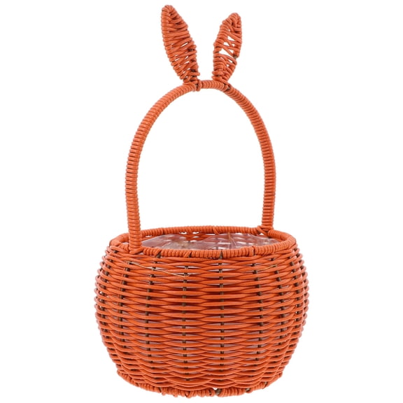 AURARMLET Handwoven Bunny Ear Basket Brown Woven Design Decorative Storage Basket for Home and Easter Decor