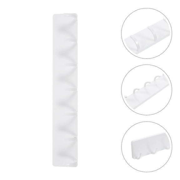 AURARMLET 7-Hook Kitchen Hanging Rack, Modern Rectangular Design, White Plastic, 32 x 5.2 CM, Wall Mount Storage Organizer