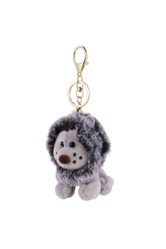 Grey Lion Plush Keychain 1Pc Unique Key Holder and Bag Decoration Accessory