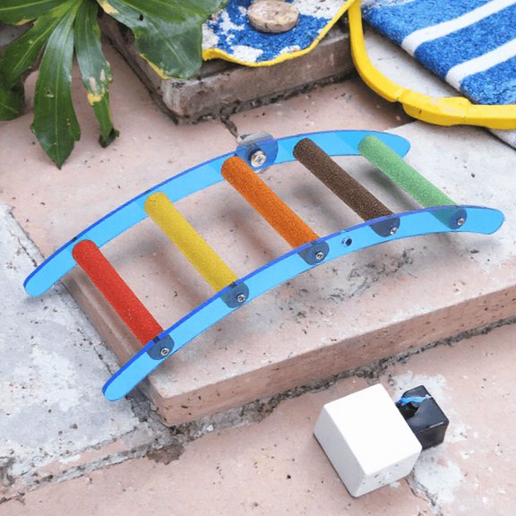 AURARMLET 1Pcs Parrot Ladder Stand Acrylic Blue Pet Climbing Ladder Bird Lovers
