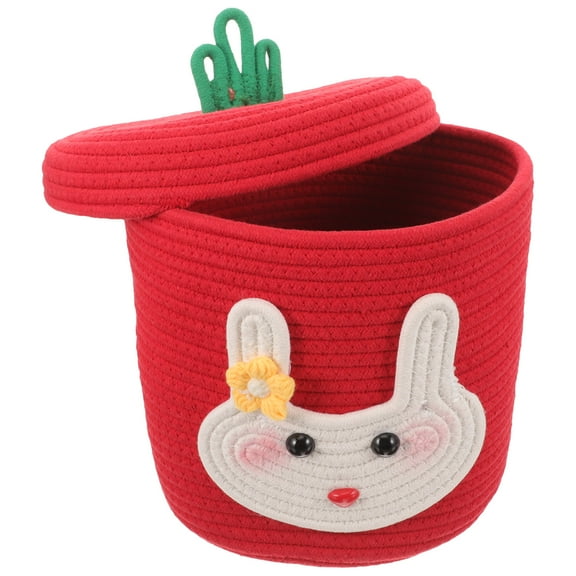 AURARMLET Small Red Cotton Basket with Lid, Storage Holder for Home Organization, and Lightweight, 1 Piece