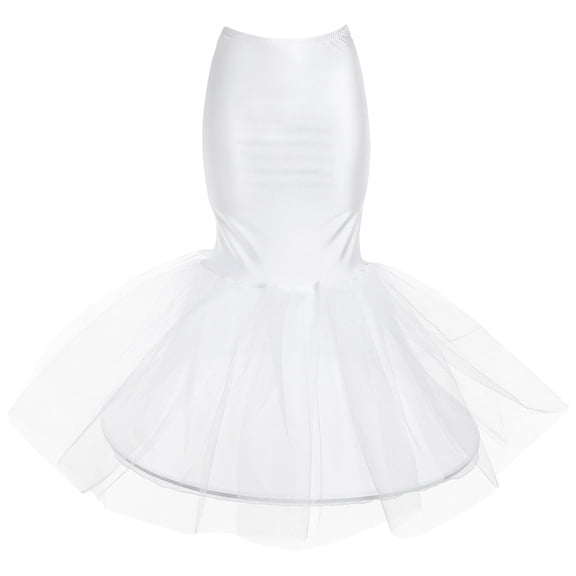AURARMLET Women's Wedding Gown Underskirt White Polyester Blend Mermaid Skirt 1 Piece for Bridal Dress