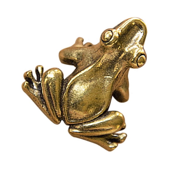 AURARMLET Creative Brass Frog Figurine Vivid Design Stress Relief Office Ornament 1Pc