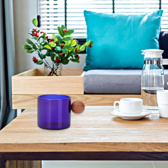 AURARMLET Coffee Cup Blue Wooden Handle 1Pcs 2.2x2.2x2.2in