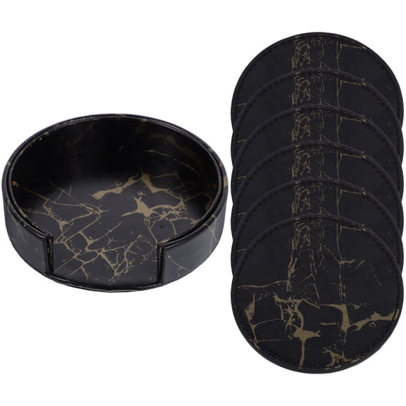 AURARMLET 1Set Black Coasters for Desk with Holder Stylish and Easy to Clean