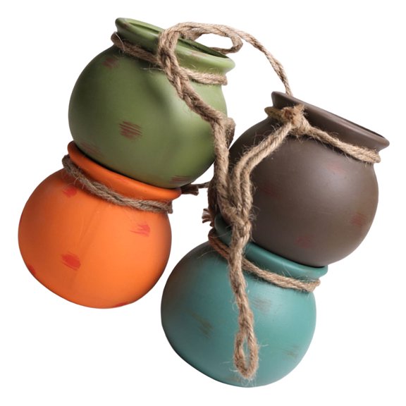 AURARMLET 1Set Ceramic Hanging Flowerpot Pendant with String Balcony Planter for Indoor Home Decoration