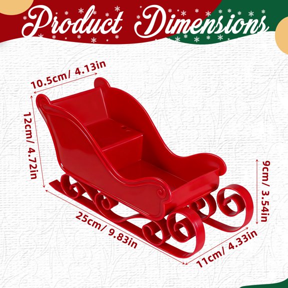AURARMLET 1Set Christmas Sleigh Red Plastic Sleigh Shape For Indoor And Outdoor Decor