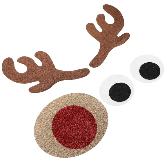 AURARMLET 1Set Christmas Window Stickers Nonwoven Reindeer Face Door Decal Glitter Animal Face Decorations
