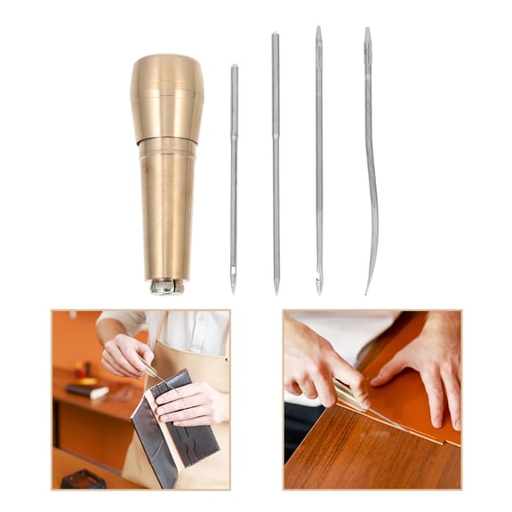 AURARMLET 1Set Durable Copper Handle Awl for Sewing Canvas Shoes Repair and Craft Projects