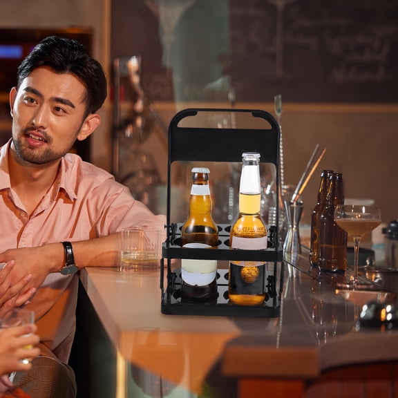 AURARMLET Folding Beer Rack Bottle Holder Kitchen Storage Organizer for Home Bar KTV Rectangular PP Material